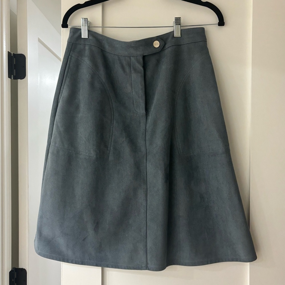 Elegant baby blue suede Women's Skirt